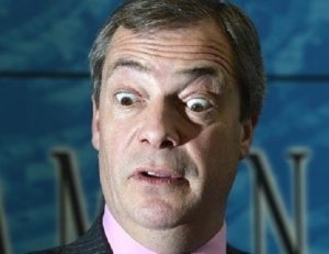 Nigel Farage looking startled